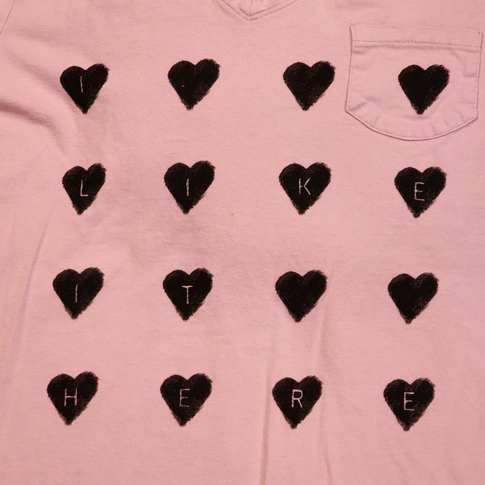 Life is Good Purple With Black Hearts I Like It Here Sleep T-shirt Size XL